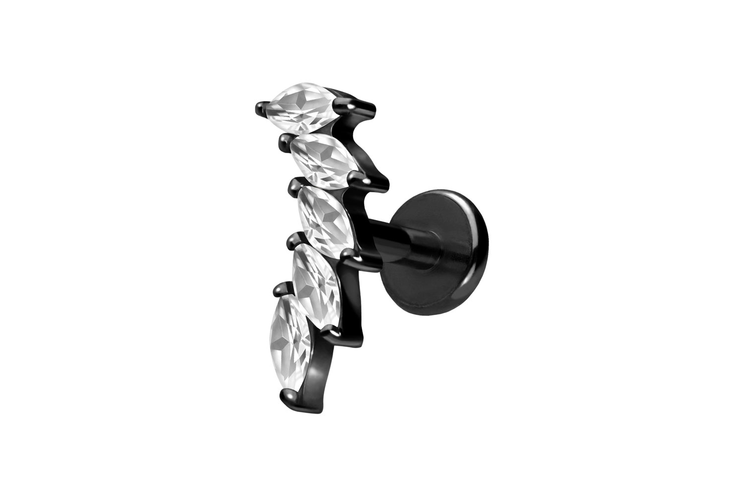 Titan Labret Piercing mit Push Fit 5 EINGEFASSTE KRISTALLTROPFEN